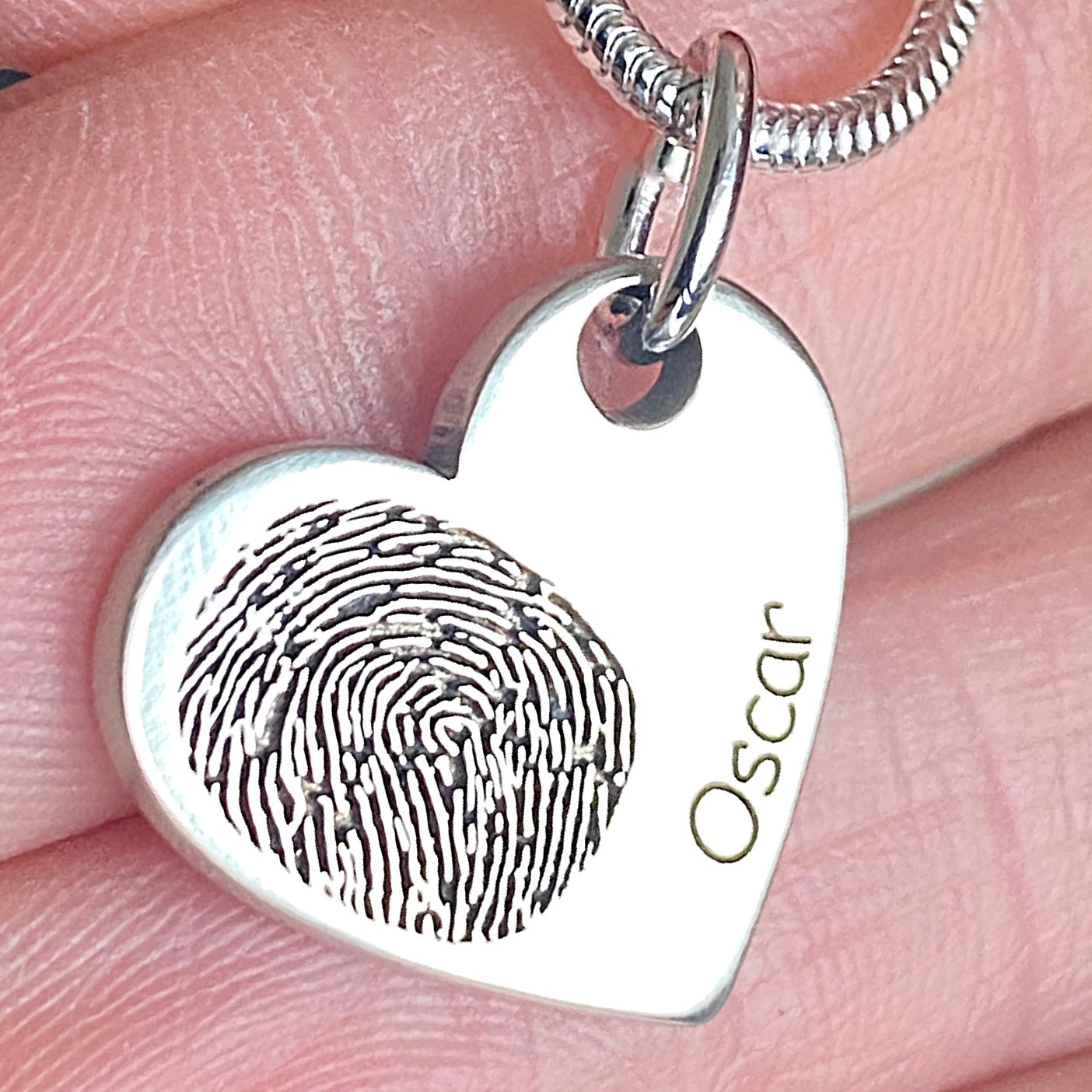 fingerprint heart necklace, fingerprint jewe