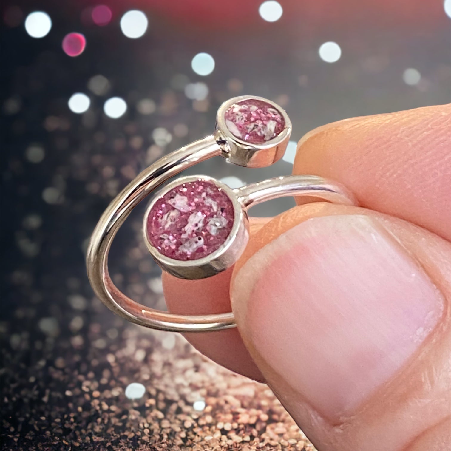 Memorial Ashes Double Circle Adjustable Ring - Little Fingers 'n' Toes